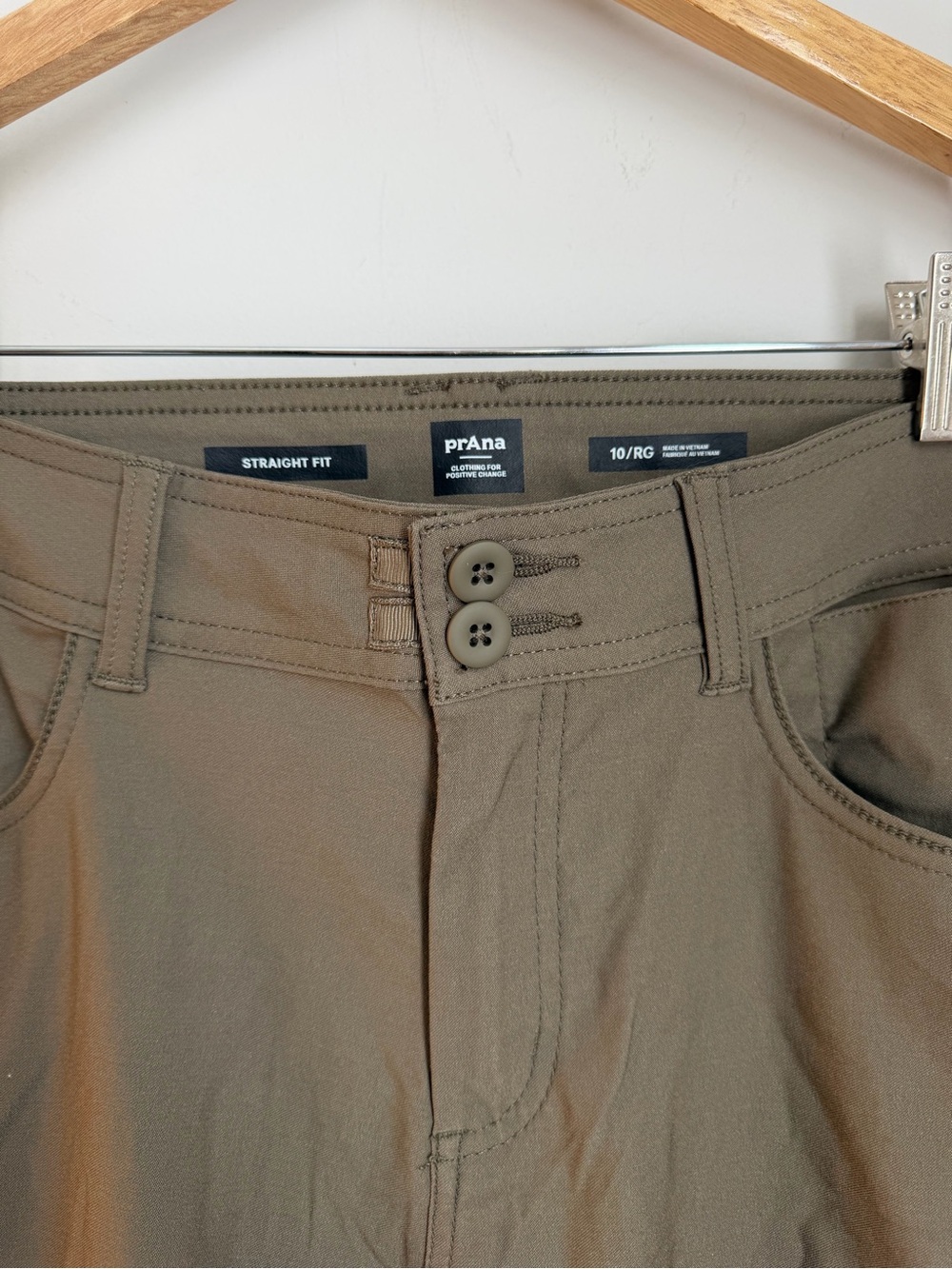 Prana Straight Fit Hiking Pants Women’s Size 10 Regular Green Stretch Outdoor - Picture 3 of 10